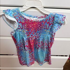 Ruffle girl Colorful Leopard Print top